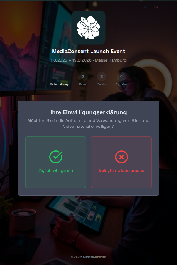 Step 1 in the portal: choosing between consent and objection